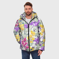 Куртка зимняя мужская Цветы Красочный Луговой Узор, цвет: 3D-красный — фото 2