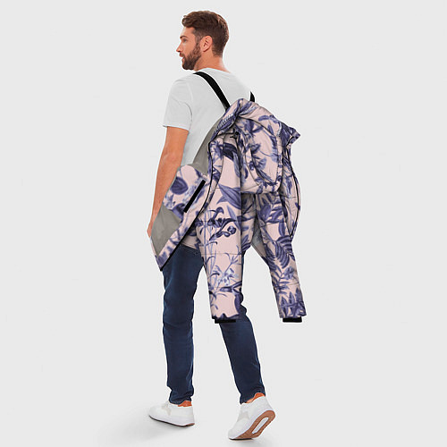 Мужская зимняя куртка Цветы Флизелиновые Тропики / 3D-Светло-серый – фото 5