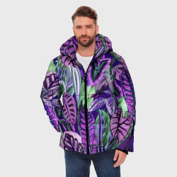 Куртка зимняя мужская Цветы Яркие Тропики, цвет: 3D-светло-серый — фото 2