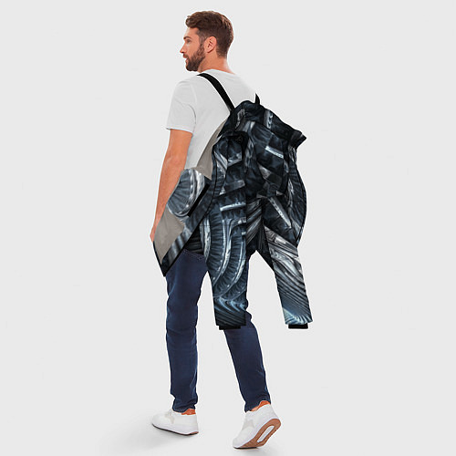 Мужская зимняя куртка Фрактальный абстрактный паттерн Броня Fractal Abst / 3D-Светло-серый – фото 5