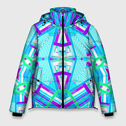 Куртка зимняя мужская Геометрический орнамент в голубых тонах, цвет: 3D-красный