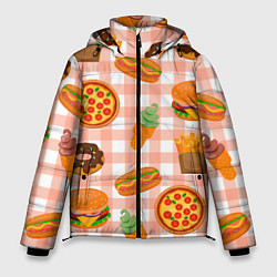 Мужская зимняя куртка PIZZA DONUT BURGER FRIES ICE CREAM pattern
