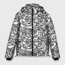 Мужская зимняя куртка Цветы Много Белых Роз