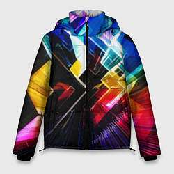 Куртка зимняя мужская Неоновая молния Абстракция Neon Lightning Abstract, цвет: 3D-черный