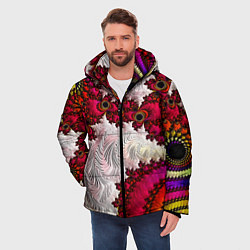 Куртка зимняя мужская Наикрутейший психоделический абстрактный фрактальн, цвет: 3D-светло-серый — фото 2