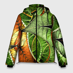 Куртка зимняя мужская Растительный абстрактный фрактальный паттерн Veget, цвет: 3D-красный