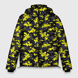 Куртка зимняя мужская Камуфляж Пиксельный Чёрно-Жёлтый, цвет: 3D-светло-серый