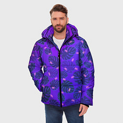 Куртка зимняя мужская Неоновый Chill и пальмовые листья, цвет: 3D-черный — фото 2