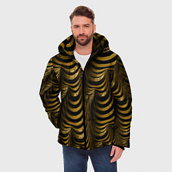 Куртка зимняя мужская Черная с золотым оптическая иллюзия Абстракция, цвет: 3D-черный — фото 2