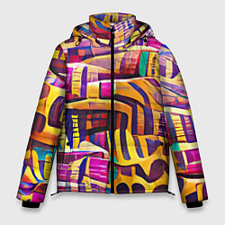 Куртка зимняя мужская Африканские яркие мотивы, цвет: 3D-светло-серый