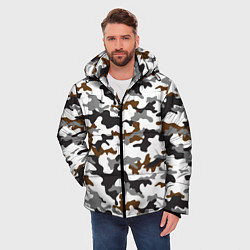 Куртка зимняя мужская Камуфляж Чёрно-Белый Camouflage Black-White, цвет: 3D-светло-серый — фото 2