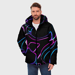 Куртка зимняя мужская Неоновые линзы во тьме - Фиолетовый, цвет: 3D-черный — фото 2