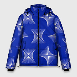 Куртка зимняя мужская ABSTRACT PATTERN ON A BLUE BACKGROUND, цвет: 3D-светло-серый