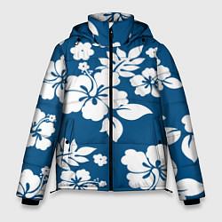 Куртка зимняя мужская Цветочный паттерн Минимализм, цвет: 3D-черный