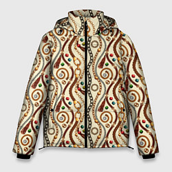 Куртка зимняя мужская Ремни и драгоценные камни, цвет: 3D-черный