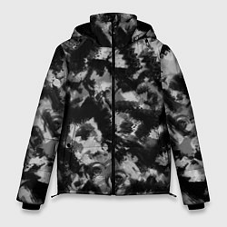 Куртка зимняя мужская Черно-белый абстрактный камуфляж, цвет: 3D-черный