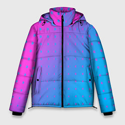 Куртка зимняя мужская Закат и капли, диагональный градиент с сеткой дотс, цвет: 3D-светло-серый