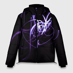 Куртка зимняя мужская Неоновый узор - Фиолетовый, цвет: 3D-черный