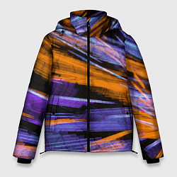 Мужская зимняя куртка Неоновые прерывающиеся линии - Оранжевый и фиолето