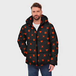 Куртка зимняя мужская Love Death and Robots red pattern, цвет: 3D-черный — фото 2