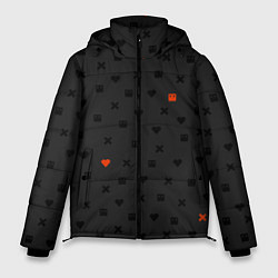 Куртка зимняя мужская Love Death and Robots black pattern, цвет: 3D-красный