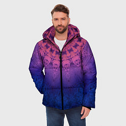 Куртка зимняя мужская Розово-синий круглый орнамент калейдоскоп, цвет: 3D-светло-серый — фото 2
