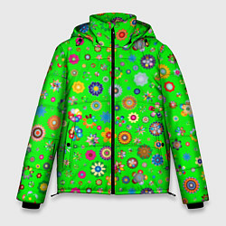 Куртка зимняя мужская TEXTURE OF MULTICOLORED FLOWERS, цвет: 3D-светло-серый