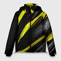Куртка зимняя мужская Жёлтая и Чёрная Масляная Краска, цвет: 3D-красный
