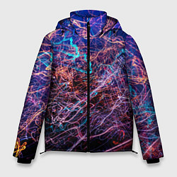 Куртка зимняя мужская Неоновые сети - Синий, цвет: 3D-красный