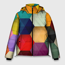 Куртка зимняя мужская Цветные соты, цвет: 3D-светло-серый