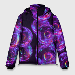 Куртка зимняя мужская Неоновые сюрреалистичные пузыри - Фиолетовый, цвет: 3D-красный