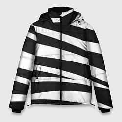 Мужская зимняя куртка Зебра чёрные и белые полосы