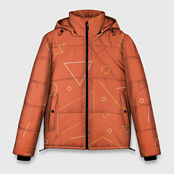 Мужская зимняя куртка Геометрические Фигуры На Оранжевом Фоне