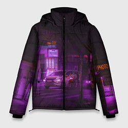 Куртка зимняя мужская Неоновый ночной переход - Фиолетовый, цвет: 3D-светло-серый