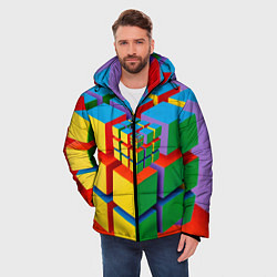 Куртка зимняя мужская Цветные кубики КУБОКУБ, цвет: 3D-черный — фото 2