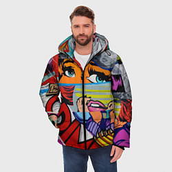 Куртка зимняя мужская Авангардная композиция Pop art Eyes, цвет: 3D-красный — фото 2