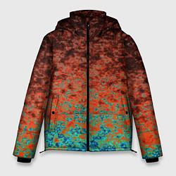 Куртка зимняя мужская Turquoise brown abstract marble pattern, цвет: 3D-черный