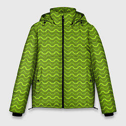 Куртка зимняя мужская Зеленые светлые и темные волнистые полосы, цвет: 3D-светло-серый