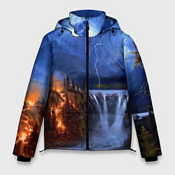 Куртка зимняя мужская Огонь, гроза и вода, цвет: 3D-светло-серый