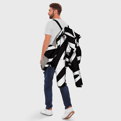 Мужская зимняя куртка Анималистичный рисунок зебра / 3D-Светло-серый – фото 5