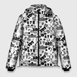 Куртка зимняя мужская Black and white alphabet and numbers, цвет: 3D-светло-серый