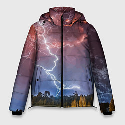 Мужская зимняя куртка Грозовые разряды молний над лесом