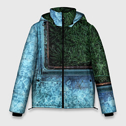 Мужская зимняя куртка Абстрактные лёд и трава - Синезелёный