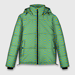 Куртка зимняя мужская Зеленые зигзаги, цвет: 3D-светло-серый