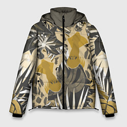 Куртка зимняя мужская Жирафы в тропиках, цвет: 3D-черный