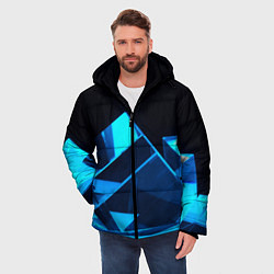 Куртка зимняя мужская Неоновые объёмный куб - Синий, цвет: 3D-черный — фото 2