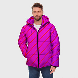 Куртка зимняя мужская Розовый и фиолетовые линии, цвет: 3D-красный — фото 2