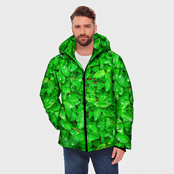 Куртка зимняя мужская Зелёные листья - текстура, цвет: 3D-светло-серый — фото 2