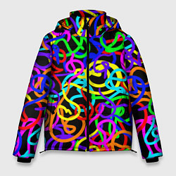 Куртка зимняя мужская Неоновый беспорядок, цвет: 3D-светло-серый