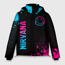 Куртка зимняя мужская Nirvana - neon gradient: символ и надпись вертикал, цвет: 3D-черный